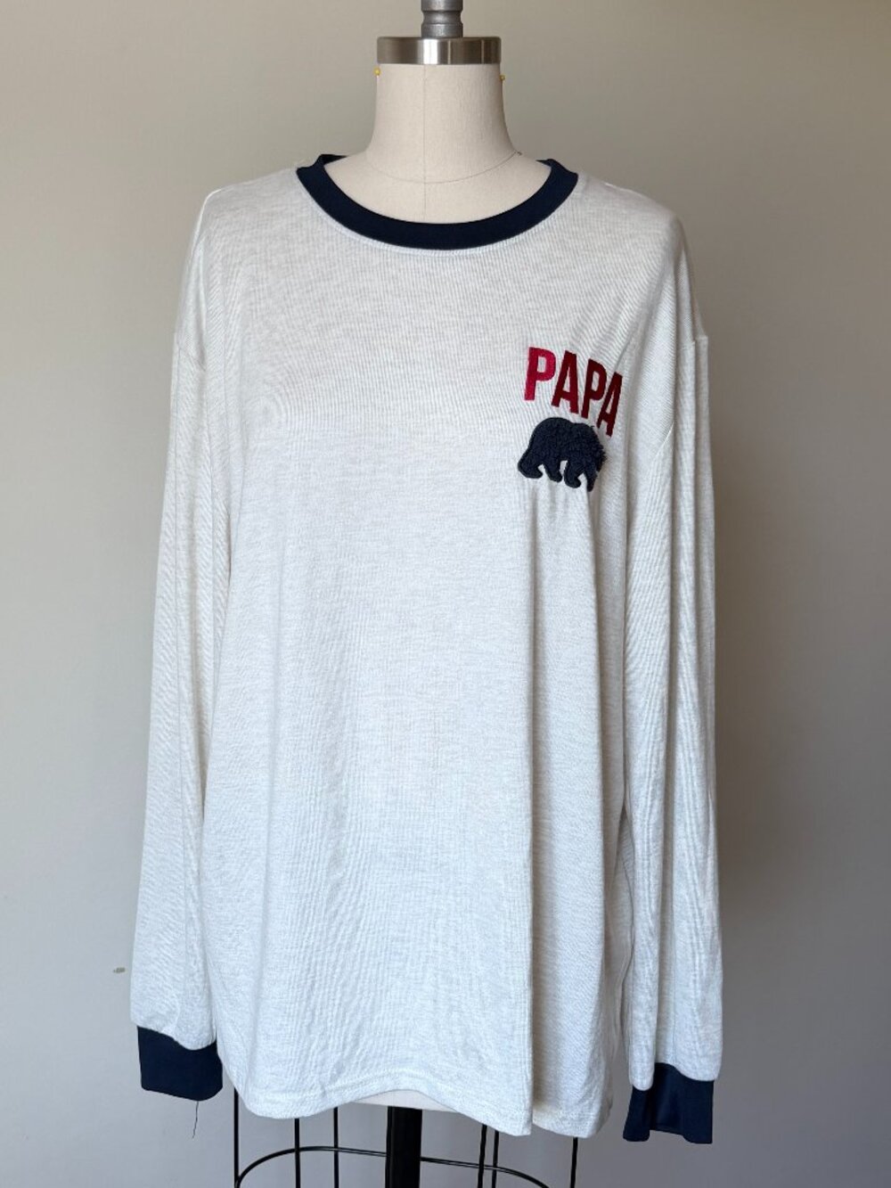 DearFoams Papa Bear Long Sleeve Top | Thermal Waffle Knit | Men XL | Soft Cozy
